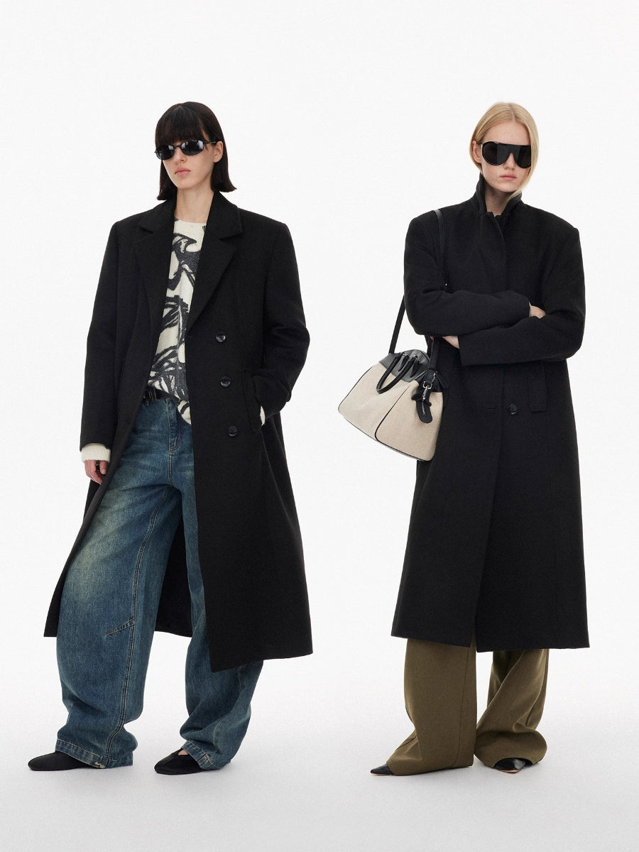 Cloudward Minimalist Classic Black Wool Coat cloudward-minimalist-classic-black-wool-coat