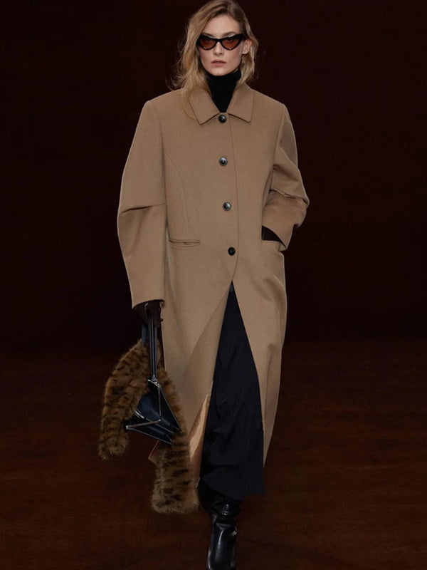 Lapel Straight Oversized Wool Coat