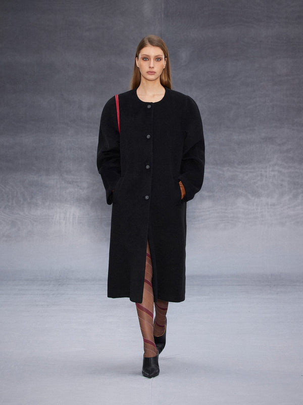 Retro Crew Neck Wool Coat「NEW」