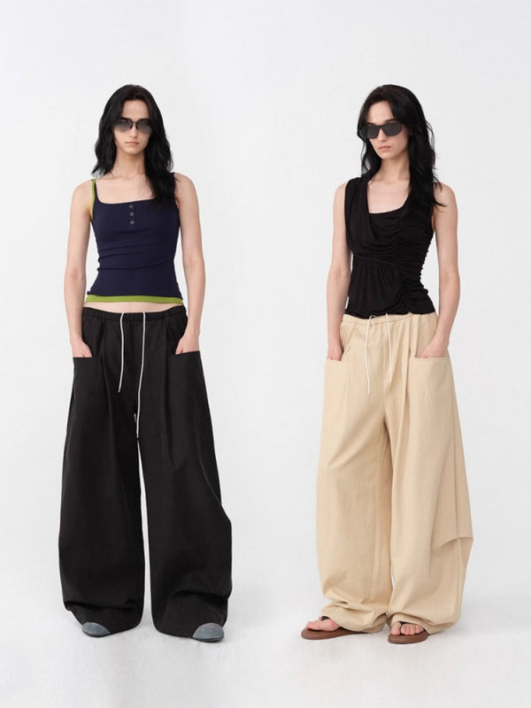 Oversized Airy Walk Pants Loose Fit Wide Leg Pants