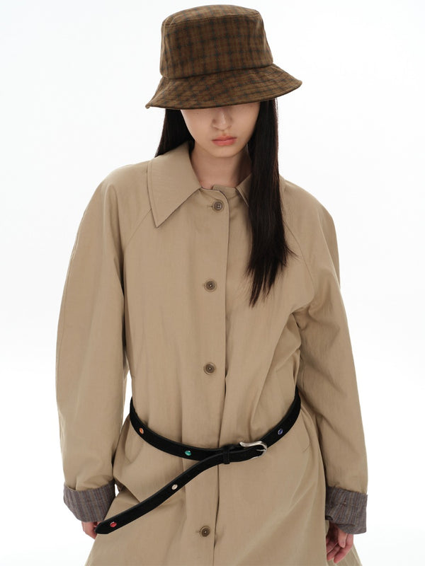 Retro Brown Plaid Flocked Bucket Hat