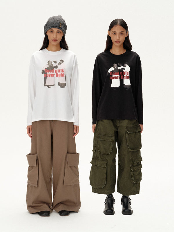 Retro Printed Long Sleeve T-Shirt「NEW」