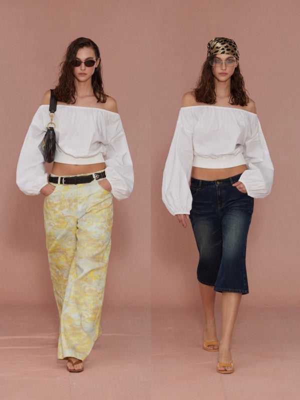 Holiday Collection - Shoulder Lantern Sleeve Waist Top