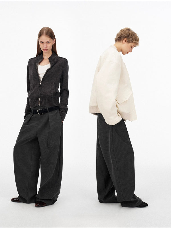 Low-rise Striped Loose Suit Pants「NEW」