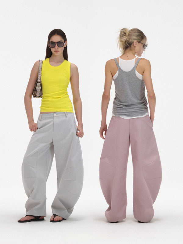 Curved Casual Wide-leg Pants