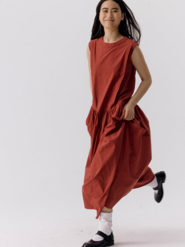 Crew Neck Back Placket Dress