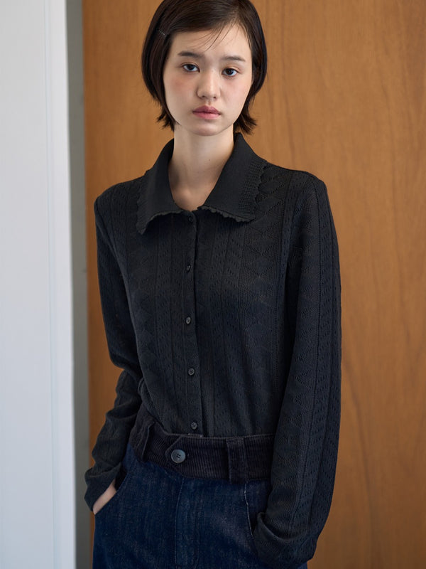 Black Square Hollow Cardigan