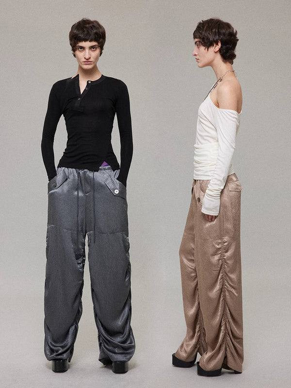 Satin Cargo Pants