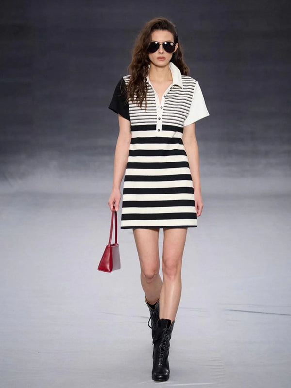 Striped Polo-neck Dress