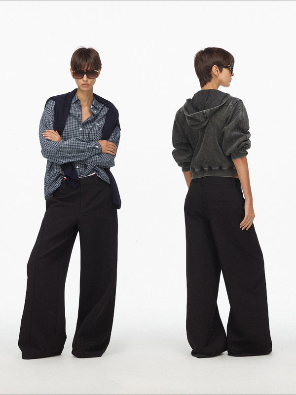 Black Split Wide-leg Suit Pants