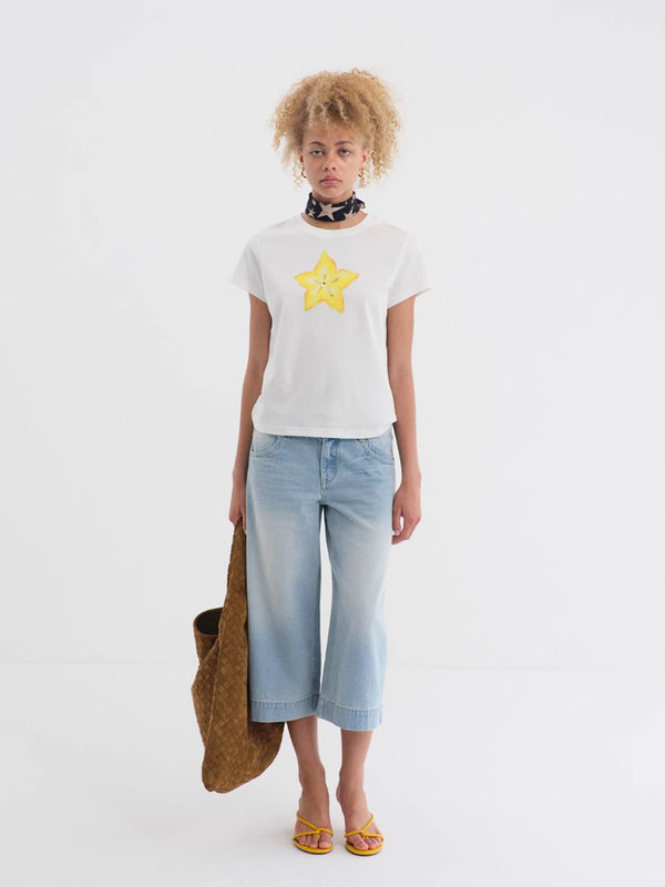 Blue Mid-rise Cropped Straight-leg Jeans