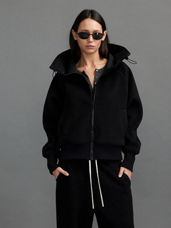 Wool Blend Hooded Jacket