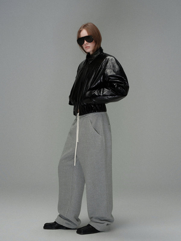 Wool Drawstring Straight Sweatpants