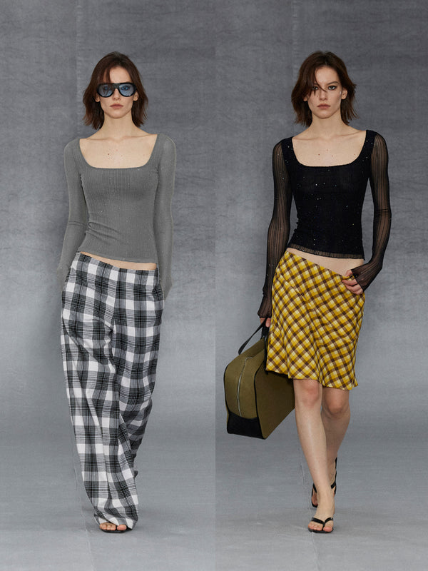 Sequined Stretch Mesh Top