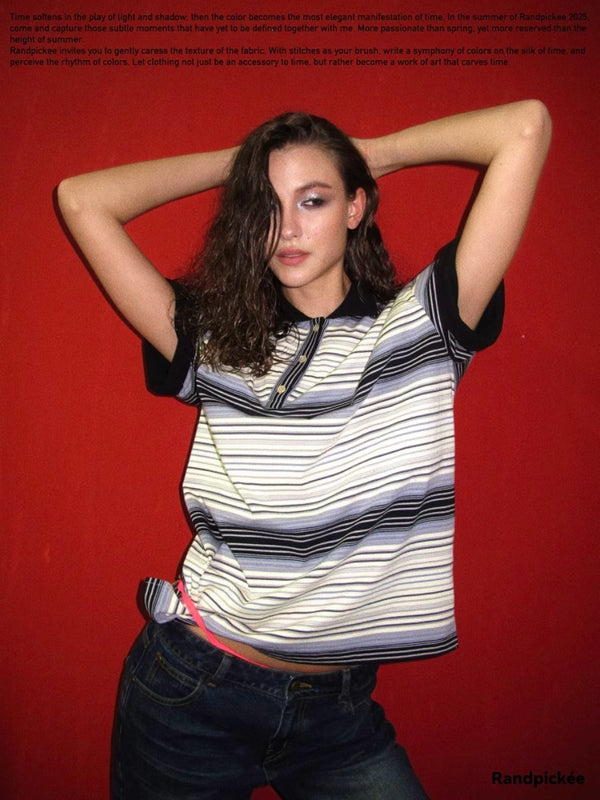 Vintage Contrast-Stripe Polo Shirt