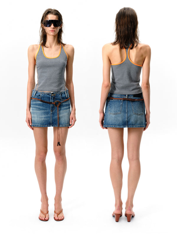 Denim One Piece Mini Skirt