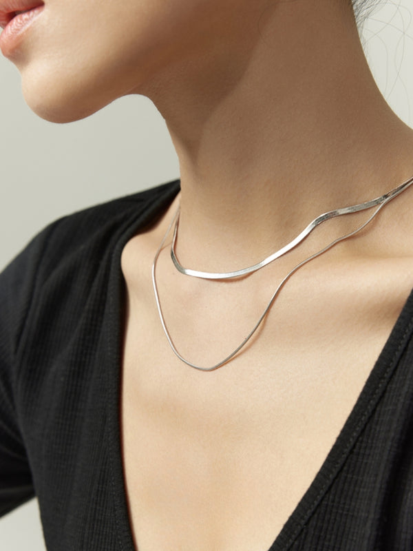 Thin Round Snake Bone Necklace