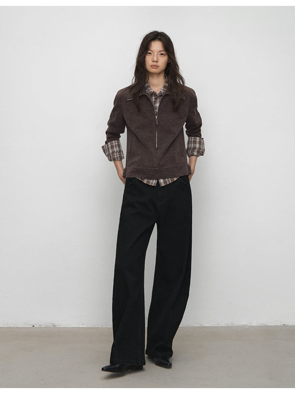 Straight Shoulder Lapel Pocket Pullover Jacket
