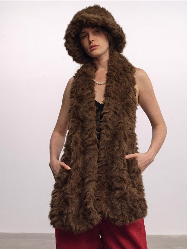 Pocketed Faux Fur Long Warm Scarf「NEW」