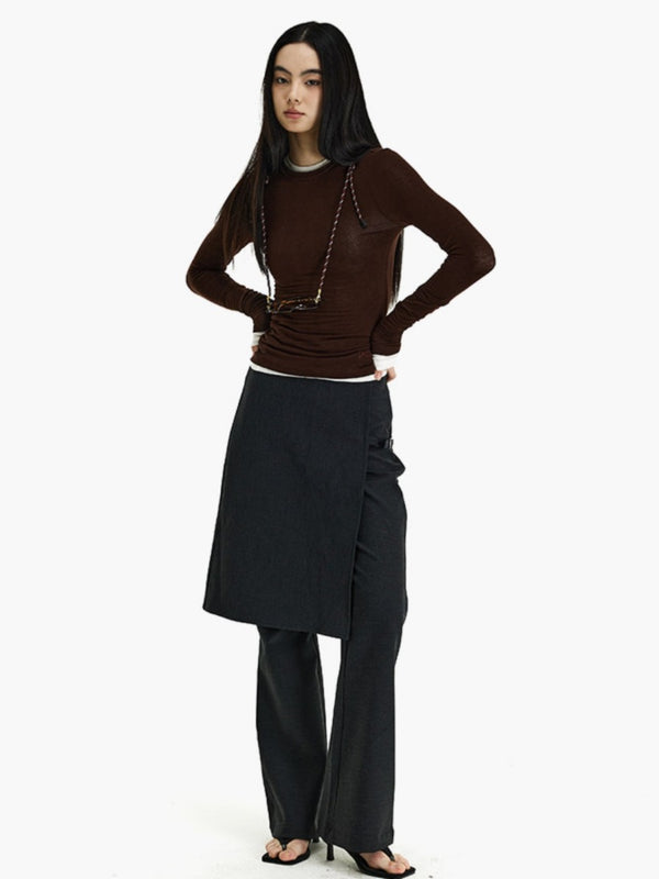 Fake Two-piece Micro-pull Skirt Pant