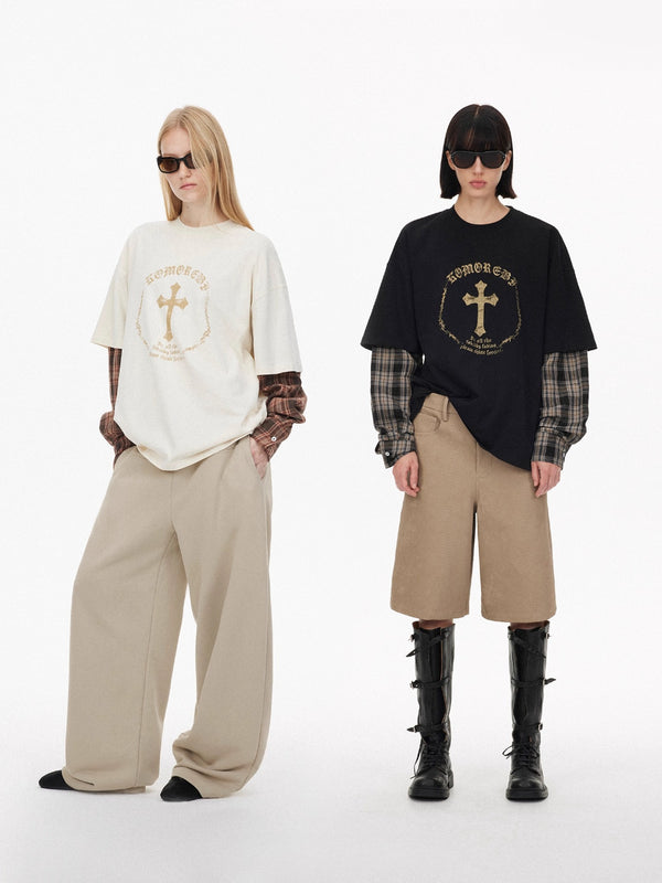 Oversized Layered Graphic Long Sleeve T-Shirt