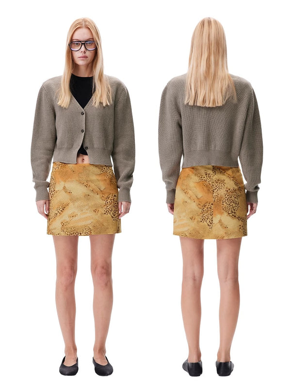 Flocking Leopard Print A-shaped Skirt