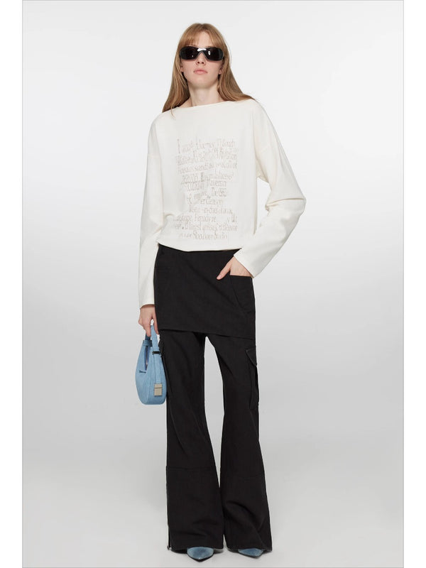 Fake Two-piece Flared Low-rise Pants