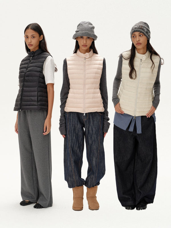 Stand Collar Slim Puffer Vest Jacket「NEW」