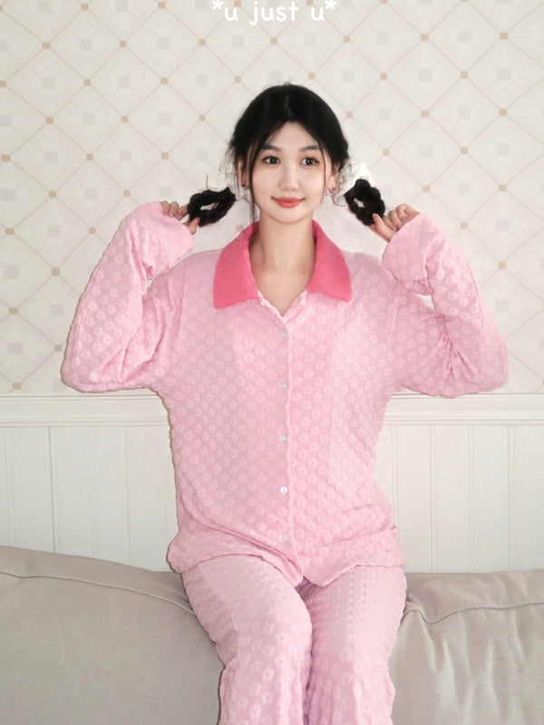 Vintage Pink Jacquard Pajamas