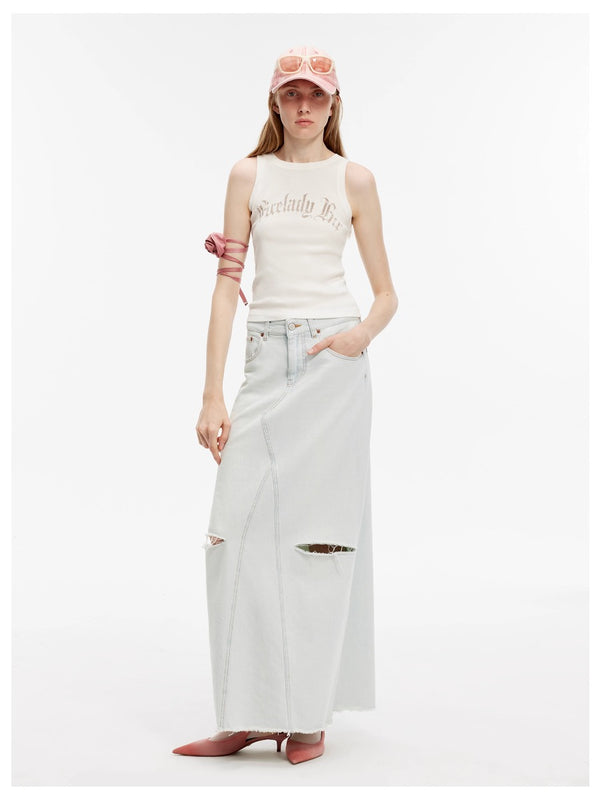 Letter Print Ribbed Vest