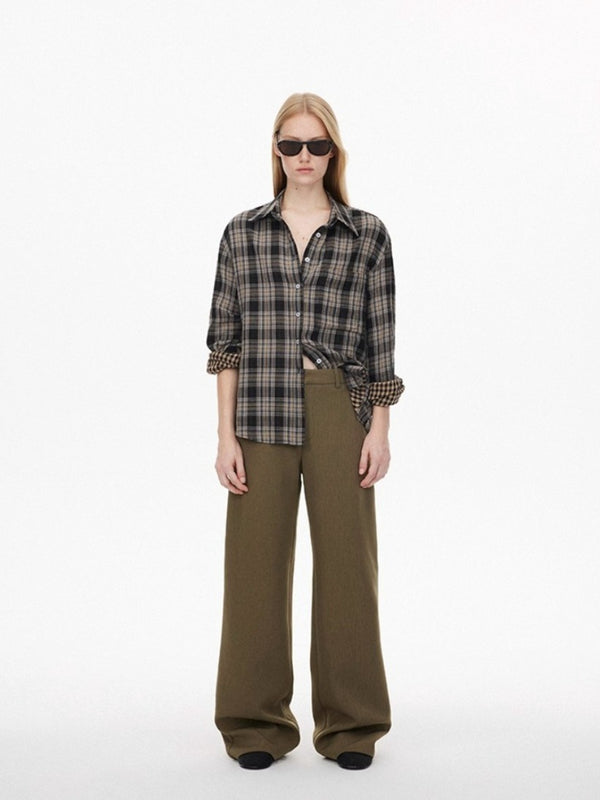 Retro Double Yarn Stacked Plaid Shirt