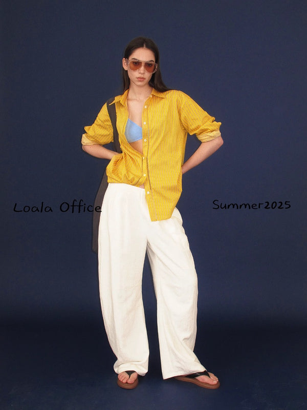 Tencel Linen Bud Low-rise Straight Casual Pants