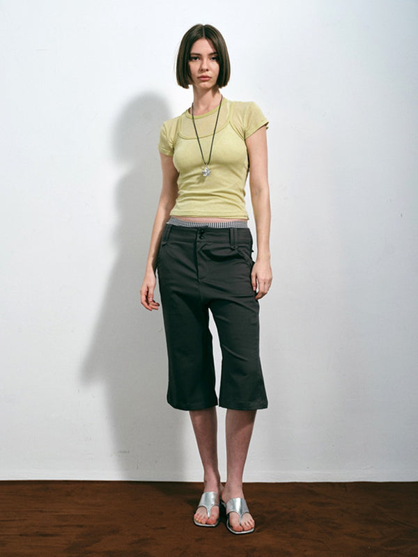 Vintage Low Rise Flared Capri Pants