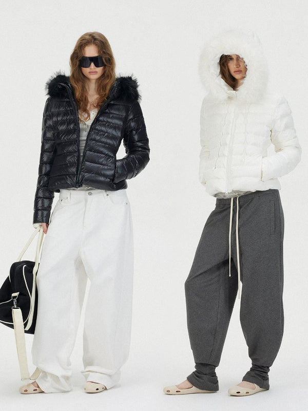 Fur Collar Waisted Hooded Down Jacket「NEW」