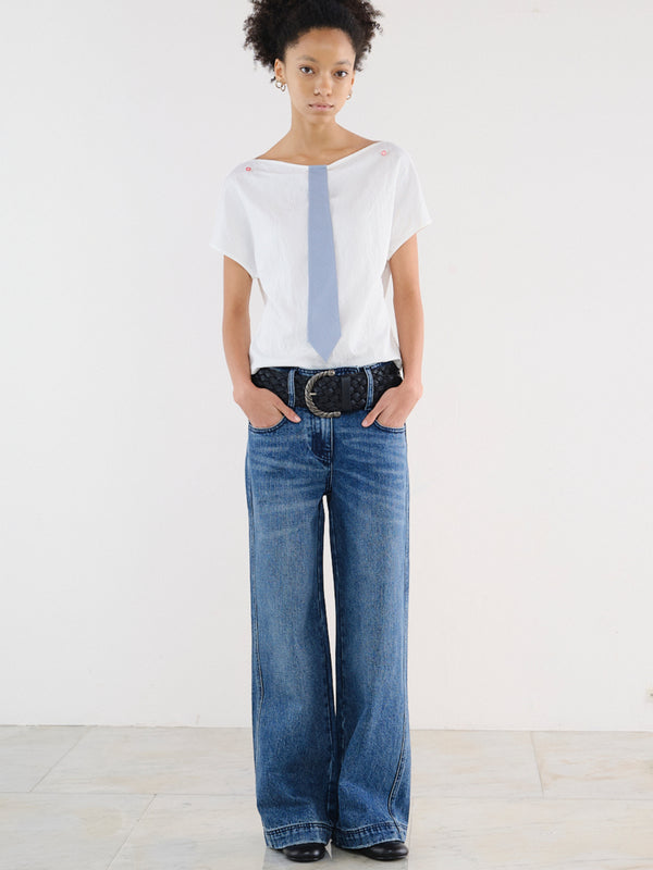 Blue Low-rise Straight-leg Jeans