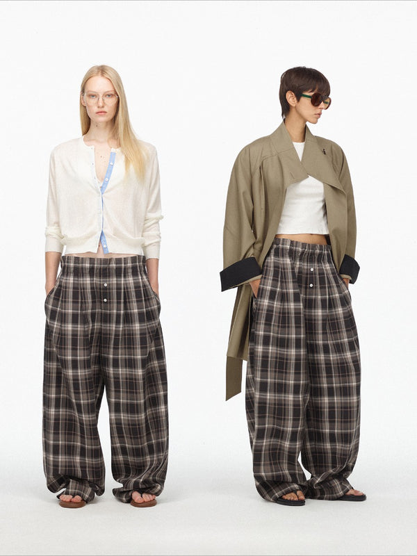 Oversized Plaid Loose Pants