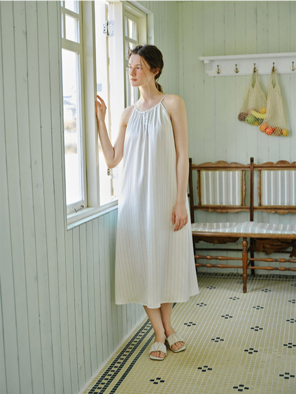 Light Blue Silk Suspender Nightdress