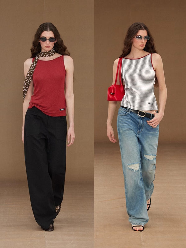 Off Shoulder Linen Tank Top