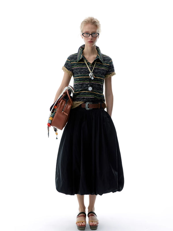 Wide Waist Bud Skirt