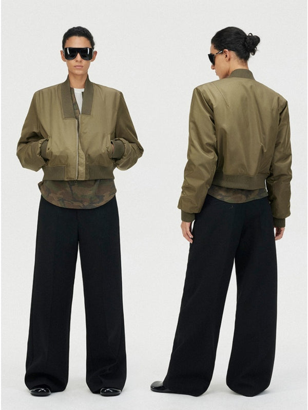 V Neck Short Padded Bomber Jacket「NEW」