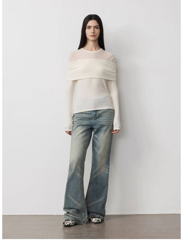One-word Shoulder Knitted Top