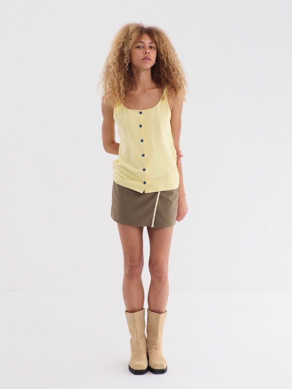 Gray-green Side Slit Low-rise Skort