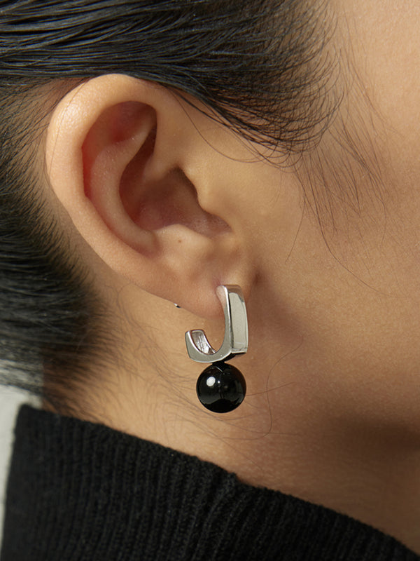 Geometric Black Onyx Earrings