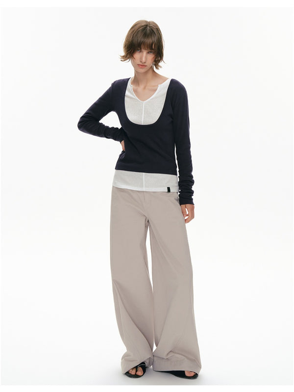 V-neck Slim Fit Long Sleeve T-shirt