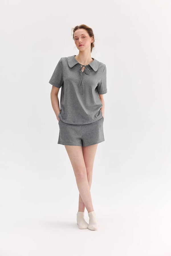 Grey Short-sleeved Loungewear Set