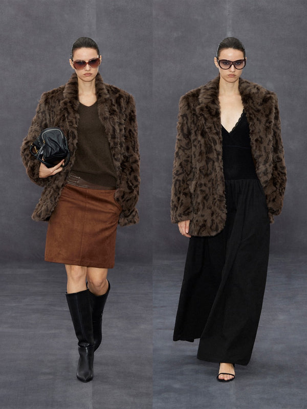 Leopard Print Shearling Coat