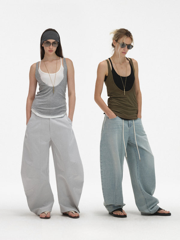 Tencel Neck Contrasting Sling Vest