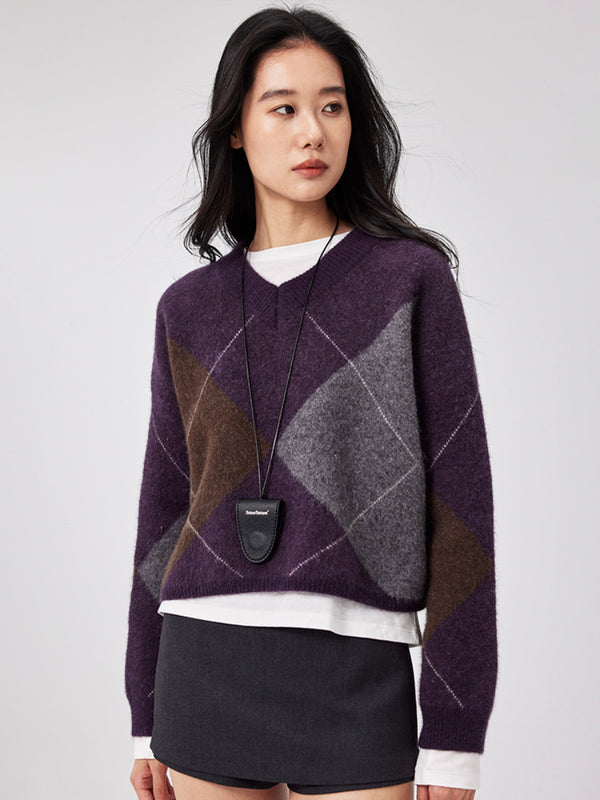 Rhombus Velvet Wool Knitwear