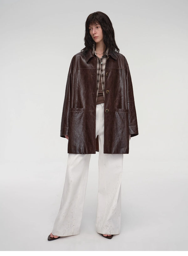 Retro Lapel Leather Jacket