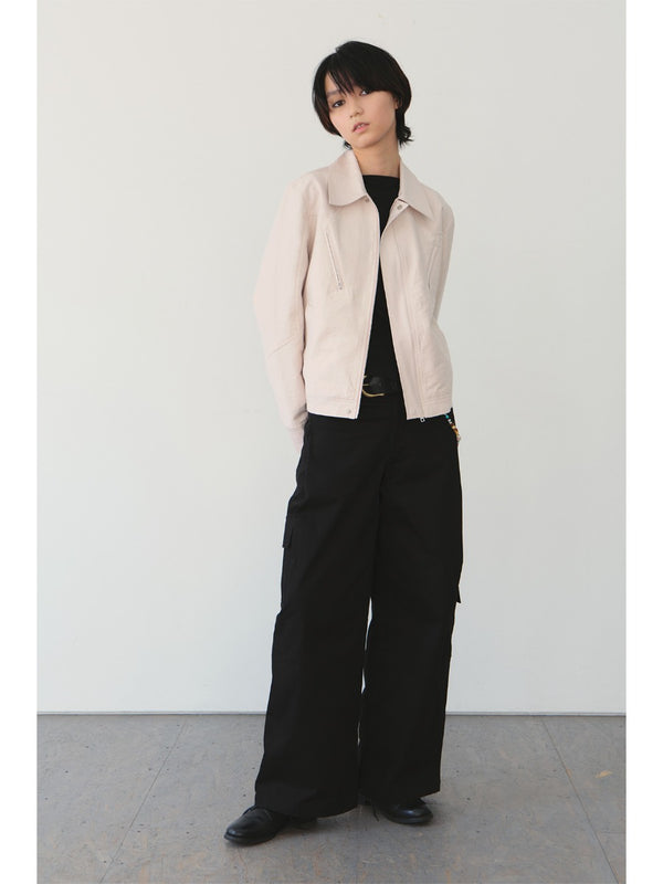 Retro Pleated Lapel Zip Jacket「NEW」